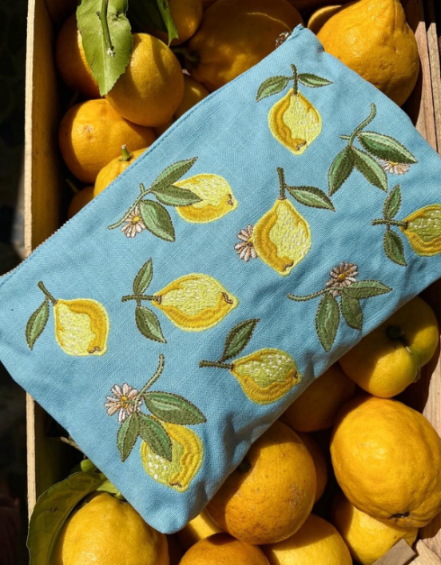 Embroidered Cotton Velvet Everyday Clutch