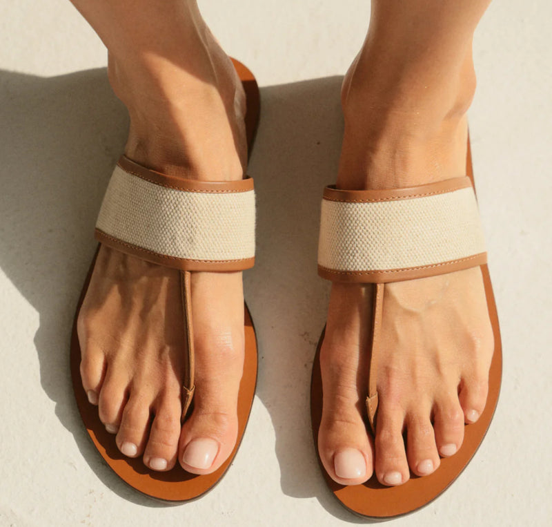 Leather and Canvas Sandals