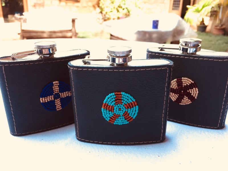 BEADED HIP FLASKS