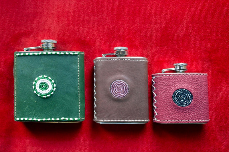 BEADED HIP FLASKS